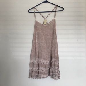 Rose pinkish tie dye dress with lace detail